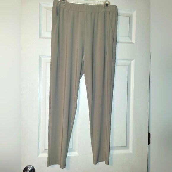 Sun Kim Women's Pull On Pants Size Small Taupe Stretch Comfort Easy - Picture 1 of 11